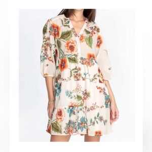 Johnny Was Ekru Ardell Tiered Dress